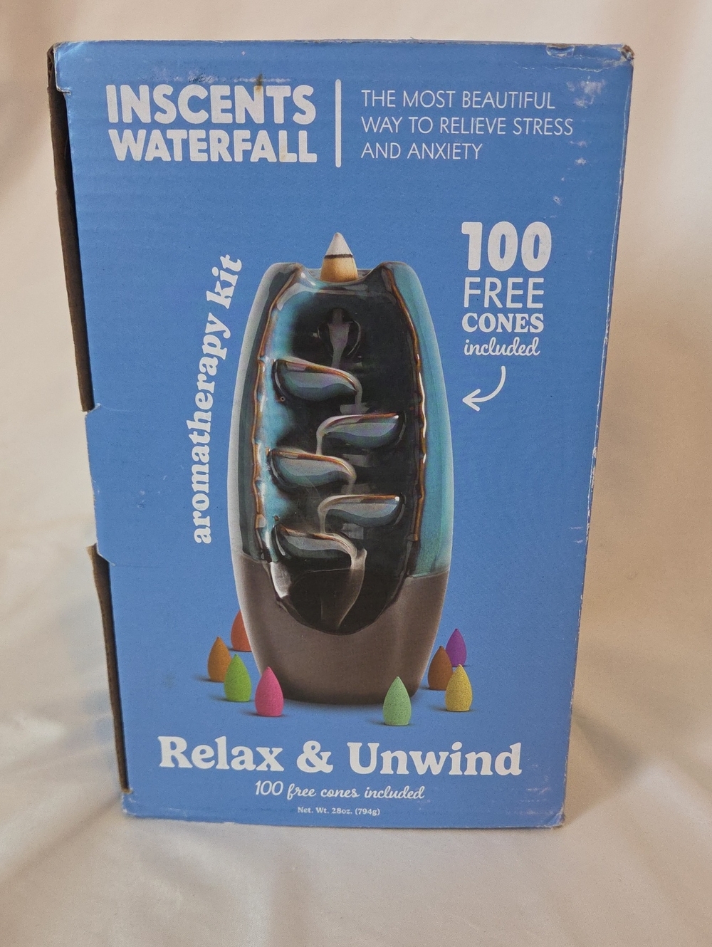 InscentS Waterfall Aromatherapy Kit - Blue Relax & Unwind Incense Fountain